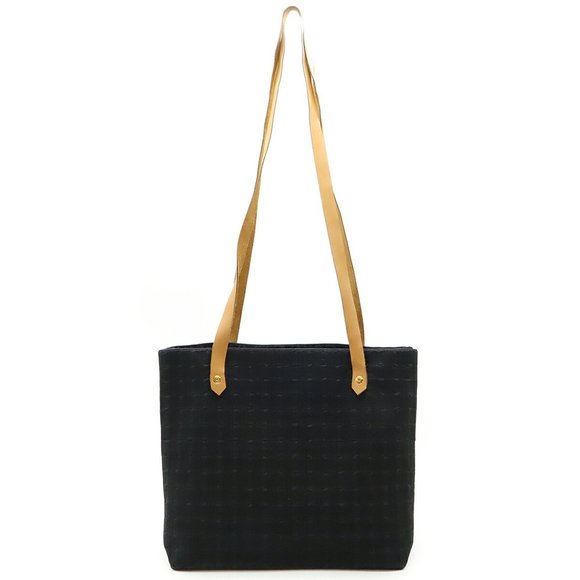 HERMES Amedaba Cabas de Poche Tote Bag Long Shoulder Cotton Canvas Black - Picture 1 of 8